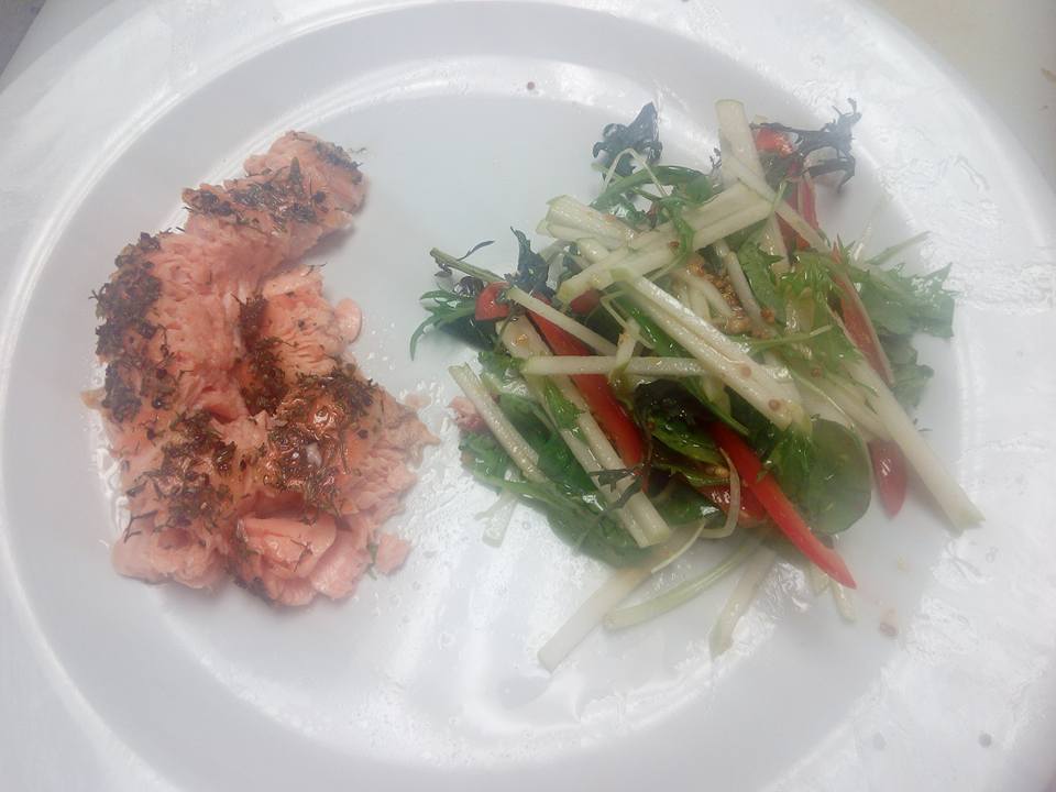 DIY Hot smoked Salmon with citrus and apple Salad